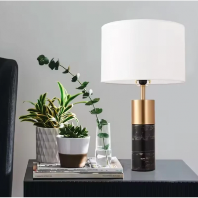 Fabric Marble Living Room Sofa Table Lamps - Black